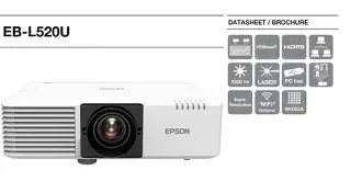 Epson 5200lm WUXGA 1920 × 1200 16:10 Laser 2USB 2VGA 2HDMI RS-232C LAN Wi-FiOptional MiracastOptional NoBag White Install 5200lm WUXGA Projector