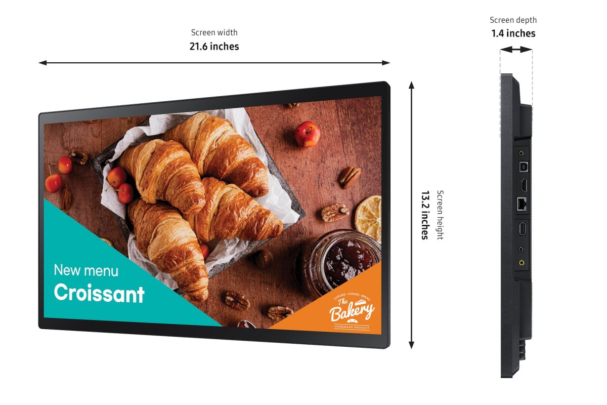Samsung QB24C T 24” Display | 24" | SAMSUNG 24" EDGE LED FHD 300 nit 16/7 HOUR PANEL TOUCH.