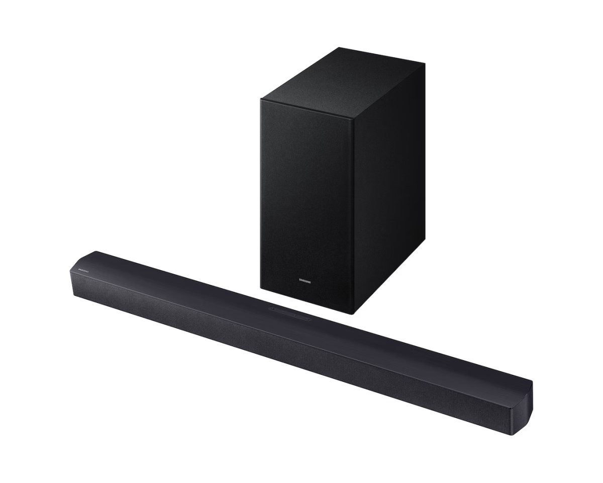 Samsung WIRELESS SOUNDBAR 2.1CH 300 W DOLBY AUDIO DTS VIRTUAL:X HDMI ARC BLUETOOTH TV CONNECTION ADAPTIVE SOUND GAME MODE NIGHT MODE VOICE ENHANCE WIRELESS SUBWOOFER WIRELESS SURROUND SOUND COMPATIBLE | Audio & Entertainment